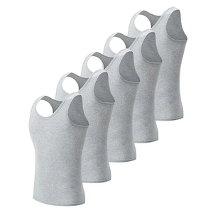 <b>Men's</b> <b>White</b> Polyester Breathable Tank Tops Plus Size O-Neck Casual Knitted Solid Color Sleeveless <b>Vest</b> 120g - Product Image 5