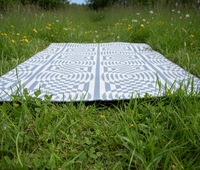 Tapis moderne Op Art floral en coton bleu et blanc, illusion d'optique 3D, tapis de salon