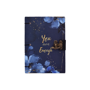 A5 Elegant Blue Floral Quote Design Handmade Paper <b>Notebook</b> Lock <b>Diary</b> | 200 Pages Double Side Writing Eco Friendly Journal Gift - Product Image 3