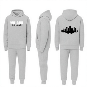 Ensemble de survêtement gris pour homme avec logo personnalisé We Are Dallas, ensemble de jogging décontracté, streetwear, vêtements de sport, sweat-shirt en molleton de coton - Product Image 1