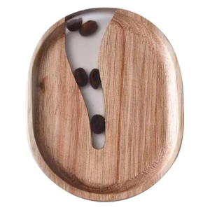 Classic Acacia Wood <b>Coffee</b> Bean Mat with <b>Epoxy</b> Resin Set of 4 and Tray for <b>Coffee</b> <b>Table</b> - Product Image 3
