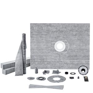 Kit per Doccia Impermeabile in ABS 60x48 Pollici con Griglia in Acciaio Inox da 2 Pollici, Membrana Impermeabile da 2 Pollici e Accessorio Centrale per Cabina Doccia - Product Image 1