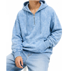 Wholesale Vintage Acid Wash <b>Quarter</b> <b>Zip</b> <b>Sweatshirt</b> Men <b>Women</b> Unisex Heavyweight Fleece Streetwear Custom Embroidery Manufacturer - Product Image 1
