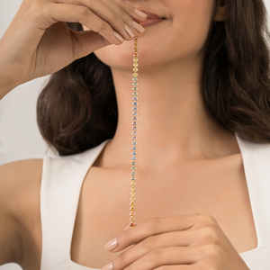 High Quality Women Custom Bezel <b>Set</b> Multi Sapphire Stackable Tennis Bracelet K14 Real Yellow <b>Gold</b> Elegant Handmade Jewelry - Product Image 4
