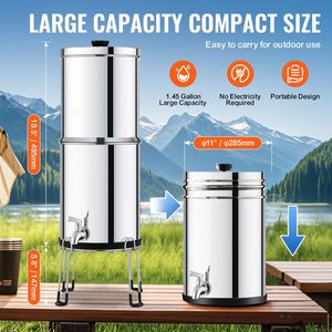 Sistema di filtrazione dell'acqua da banco in acciaio inossidabile 304 da 2,25G, sistema di filtraggio manuale a gravità per camper, riduce il piombo fino al 99% - Product Image 5