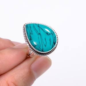 Bague en argent 925 avec pierre précieuse turquoise en forme de poire, bijoux faits à la main, cadeau pour femmes et filles - Product Image 4