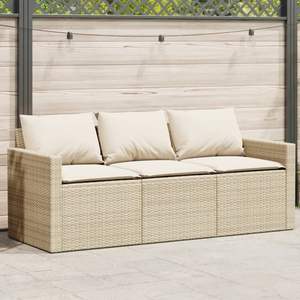 Canapé de jardin beige crème blanc, mobilier d'extérieur confortable - Product Image 1