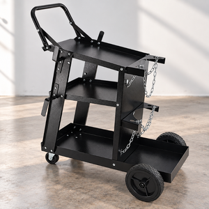 Highest Quality Heavy Duty Steel 3 Tier Welding <b>Cart</b> Welder Trolley Storage Rack Tool Shelves Safety Chains & <b>Wheels</b> GAR050 - Product Image 1