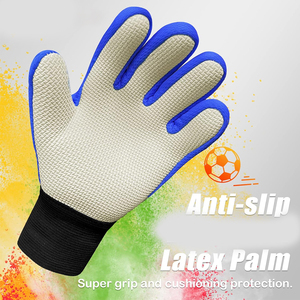 Football Goalkeeper Gloves PU Full Finger Non Slip Breathable Adjustable <b>Wrist</b> <b>Strap</b> Hook Loop Closure Unisex Silicone Printing - Product Image 6