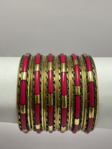 Floral Resin and Brass Bangle Set <b>Stacked</b> Bangles for Teens Ladies Resin Trendy Bangle Set - Product Image 1