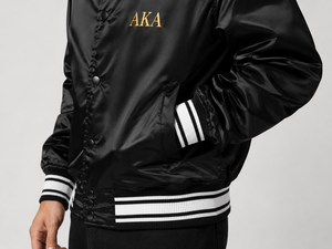 Customizable Satin Alpha kapa Alpha Bomber Alpha Varsity <b>Jacket</b> Xi Theta Phi Beta Tau custom Chi Mu embroidered Front Back logo - Product Image 5