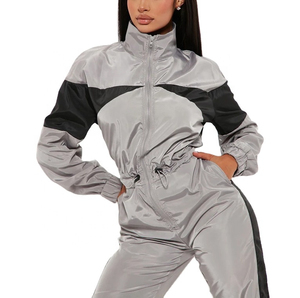 Custom Color <b>Women</b> Casual Sports Jogger Tracksuit Plus Size Color Block Street Wear Nylon <b>Jacket</b> Tracksuit For <b>Women</b> - Product Image 6