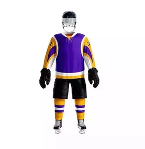 Ensemble de maillots de hockey sur glace pour hommes, blanc et rouge, blocs de couleur, manches longues, polyester sublimé, coupe classique, vêtements pour adultes toutes saisons - Product Image 2
