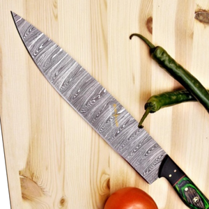 Couteaux de cuisine professionnels pour chef avec lame large et tranchante, finition forgée rustique et manche ergonomique en bois pour couper les légumes - Product Image 6