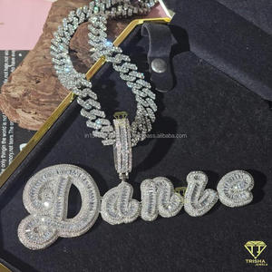 Collier chaîne personnalisé style rappeur avec pendentif « DANIE » en moissanite et diamants, bijoux scintillants - Product Image 4