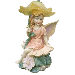 Transparent resin garden decorations Resin Fairy Garden Statue Flower <b>Hat</b> Winged Ornament - Product Image 1