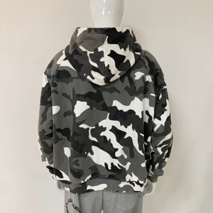 Sweat-shirt à capuche unisexe en molleton imprimé numériquement, coupe oversize classique, en coton tricoté, décontracté, automne, rouge et noir, avec poches - Product Image 5