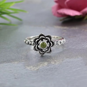 Handmade Natural Peridot Bohemia Christian Style 925 Sterling <b>Silver</b> GIA Certified Bezel <b>Set</b> Gemstone <b>Ring</b> August Birthstone - Product Image 5