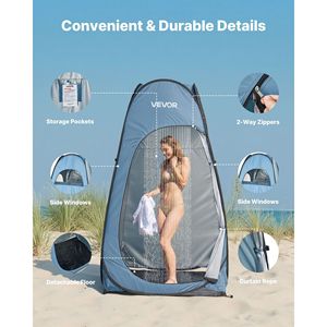 Carpa de Ducha Instantánea Portátil con Estacas y Cuerdas, Poliéster 190T, Bolsa de Transporte, Vestuario Instantáneo para Privacidad - Product Image 5