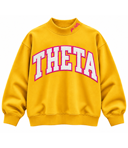 Wholesale Custom Women’s <b>Mock</b> Neck Pullover Oversized Embroidered Letter Applique Sweatshirt Private Label Apparel - Product Image 3