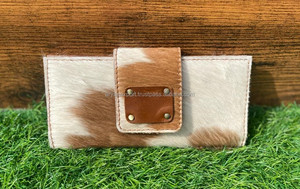 Nouveaux vrais cheveux faits à la main sur les portefeuilles de peau pour les femmes portefeuille mince à deux volets en cuir véritable pochette à pression sac à main véritable peau de vache sac à main - Product Image 2