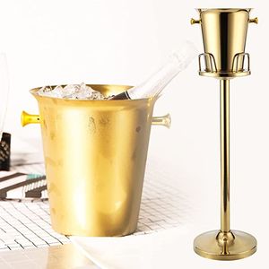 Seau à glace vintage en métal doré poli, design élégant, refroidisseur à champagne pour la maison, le bar, le restaurant, l'hôtel, les mariages et les fêtes - Product Image 2