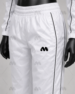 Ensemble de survêtement décontracté 2 pièces pour femme, blanc, respirant, léger, effet délavé, veste courte zippée et pantalon large, idéal pour l'été - Product Image 6