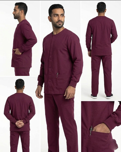 Men Hospital Scrub Jackets 2 Pockets \ Men's Medical Nursing Warm up Slim Fitted Jacket \ Medical Button-Up Scrub Top Men - Product Image 5