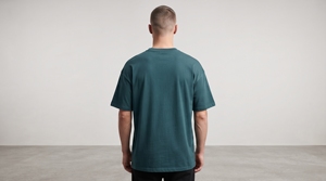 T-shirt décontracté pour homme, col rond, manches courtes, couleur unie, vert sarcelle foncé, coupe classique, en jersey tricoté 100 % coton, respirant et anti-boulochage - Product Image 4