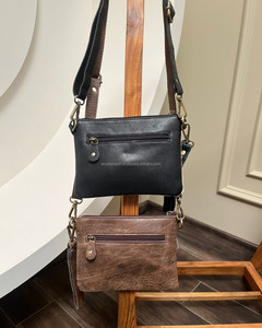 Hand Tooled Leather Cowhide Mini Crossbody Bag for Women's Wristlet Mobile Purse Custom Branded Western Cowhide Leather Handbag - Product Image 5