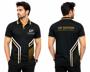 เสื้อกอล์ฟผู้ชายแบบกำหนดเอง แห้งเร็ว 100% โพลีเอสเตอร์ ระบายอากาศได้ดี ชุดทีมกอล์ฟ ปักโลโก้ด้านหน้าและด้านหลังได้ตามต้องการ ชุดกีฬา OEM - Product Image 4