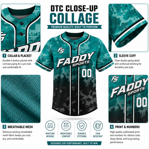 Maillot de baseball personnalisé sublimé, camouflage turquoise, entièrement boutonné, uniforme sportif pour homme, respirant, vêtements d'équipe, maillot de baseball de haute qualité - Product Image 4