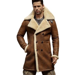 Abrigo de aviador estilo B3 para hombre, comúnmente hecho de piel de oveja con forro de borrego. - Product Image 1