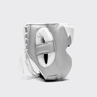 Protection de boxe professionnelle, protège-tête blanc et gris, logo personnalisé, protège-tête ouvert pour le kickboxing, unisexe