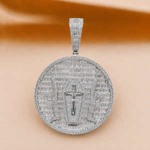 Baguette Cut Diamond Iced Charm Pendant Sterling <b>Silver</b> Moissanite Hip Hop <b>Necklace</b> for Men's Party Gift - Product Image 1
