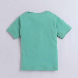 Camiseta Polka Tots Media Manga 100% Algodón Tela Antibacteriana Tren Verde - Product Image 2