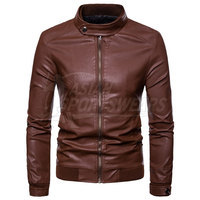 Veste en cuir écologique la plus vendue pour homme, col montant, logo frontal, respirante, idéale pour l'extérieur et l'hiver