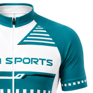 Maillot de Ciclismo Blanco y Verde Azulado de Manga Corta con Cremallera Completa, Secado Rápido, Transpirable, para Ciclismo de Carretera y Deportes de Alto Rendimiento - Product Image 3