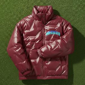 Manteau d'hiver rembourré en duvet brillant pour homme, imperméable, grande taille, avec boutons, noir, avec capuche, logo personnalisé - Product Image 1