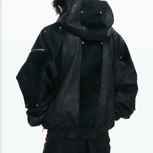 เสื้อผ้าฤดูหนาวแบบสั่งทำพิเศษ ผ้าคอตตอน 100% หนา 500gsm ทรงปกติ ซิป ล้างด้วยกรด พิมพ์ลายดิจิตอล ประดับโลโก้และคริสตัล สีดำ 1.1  เป็นมิตรกับสิ่งแวดล้อม - Product Image 2