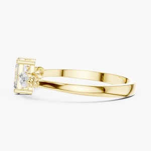 9KT Yellow Gold 1.34 CT <b>Emerald</b> and Marquise Cut Lab Grown Diamond Three Stone Engagement <b>Ring</b> for Women - Product Image 6