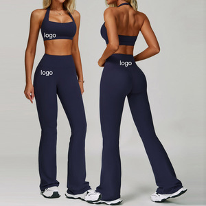 En gros, Marque Renommée, T-shirt de Yoga et Pilates Uni, Respirant, Extensible, Sans Couture, Côtelé, Col Rond, Taille Mi-Haute, en Spandex Écologique - Product Image 1
