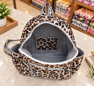 <b>Leopard</b> <b>Print</b> Corduroy <b>Backpack</b> for Women Fashion Softback School Bag with Multiple Pockets - Product Image 3