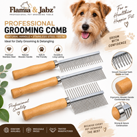 Brosse de toilettage pour chien en acier inoxydable écologique avec peigne angulaire et manche en bois, design simple, nettoyage facile, pour massage des animaux de compagnie
