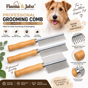 Cepillo de Aseo para Perros de Acero Inoxidable Ecológico con Púas Anguladas y Mango de Madera, Diseño Sencillo, Fácil de Limpiar, para Masaje de Mascotas - Product Image 3