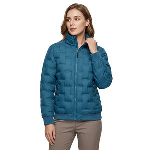 Chaqueta Azul para Hombre, Cuello Alto, Cierre de Cremallera, Cortavientos, Abrigo Casual de Invierno, Relleno de Fibra de Poliéster Gruesa, Corte Regular - Product Image 2
