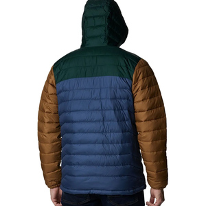 Men's Color Blocking Puffer <b>Jacket</b> With Hood Windproof Polyester Filling Winter Casual Wear <b>Slim</b> <b>Fit</b> Regular Length - Product Image 2