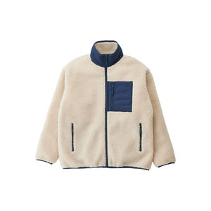 Chaqueta de Forro Polar para Hombre, Talla Grande, Cuello Alto, Cierre de Cremallera, Ropa Casual de Invierno, Color Sólido, Corte Holgado, Manga Regular - Product Image 1