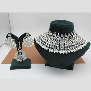 Conjunto de collar de joyería fina de piedra de cristal Chapado en plata 10581136WH - Product Image 1