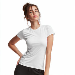 T-shirts de sport pour femmes, pour la course à pied en plein air, vêtements de rue - Séchage rapide, respirant, été, athlétique, écologique, personnalisable - Product Image 2